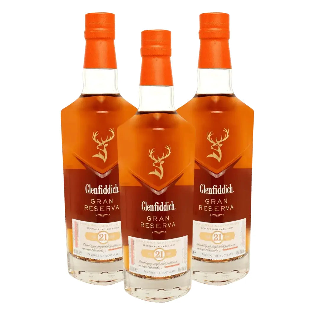 Glenfiddich 21 Years Reserva Rum Cask Finish 43.2° 70 cl + GBX (3 botellas)