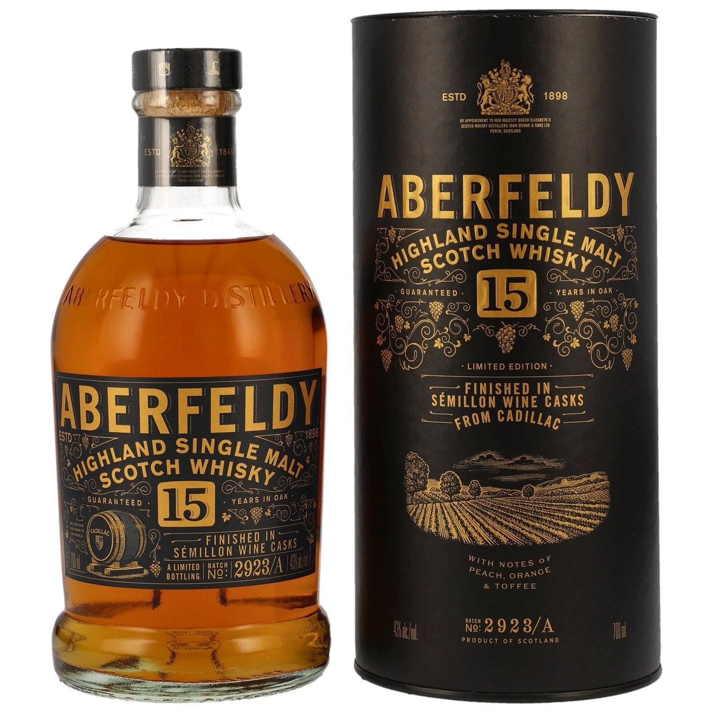 Aberfeldy 15 Years Cadillac 43° 70 cl + GBX (6 botellas)