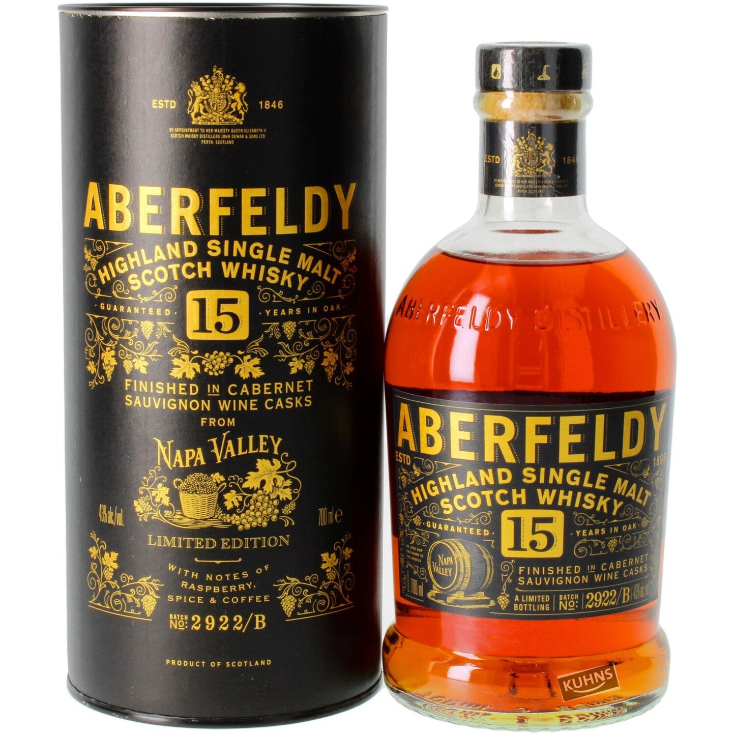 Aberfeldy 15 Years Napa Valley Cask Limited Edition 43° 70 cl + GBX (6 botellas)