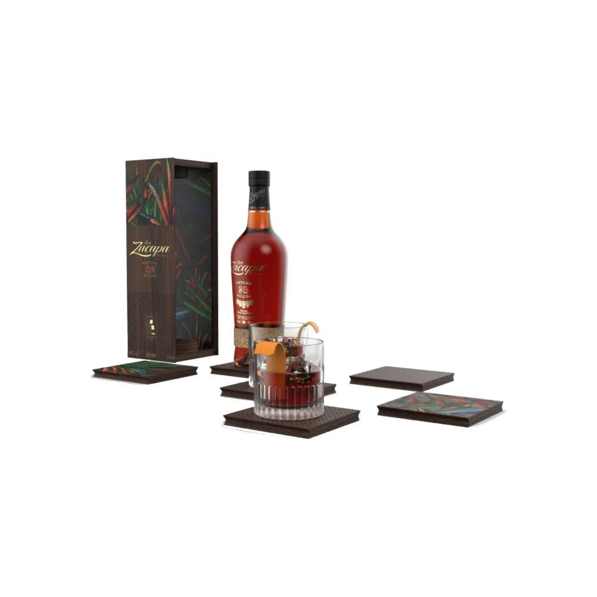 Zacapa Centenario 23 + 6 Coasters 40° 70 cl + Wooden GBX (6 botellas)