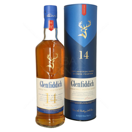 Glenfiddich 14 YO Bourbon Barrel Whisky 43% 70cl + GBX (6 botellas)