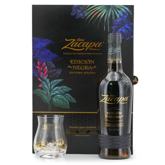 Zacapa Edicion Negra + 2 glasses 43° 70 cl + GBX (3 botellas)