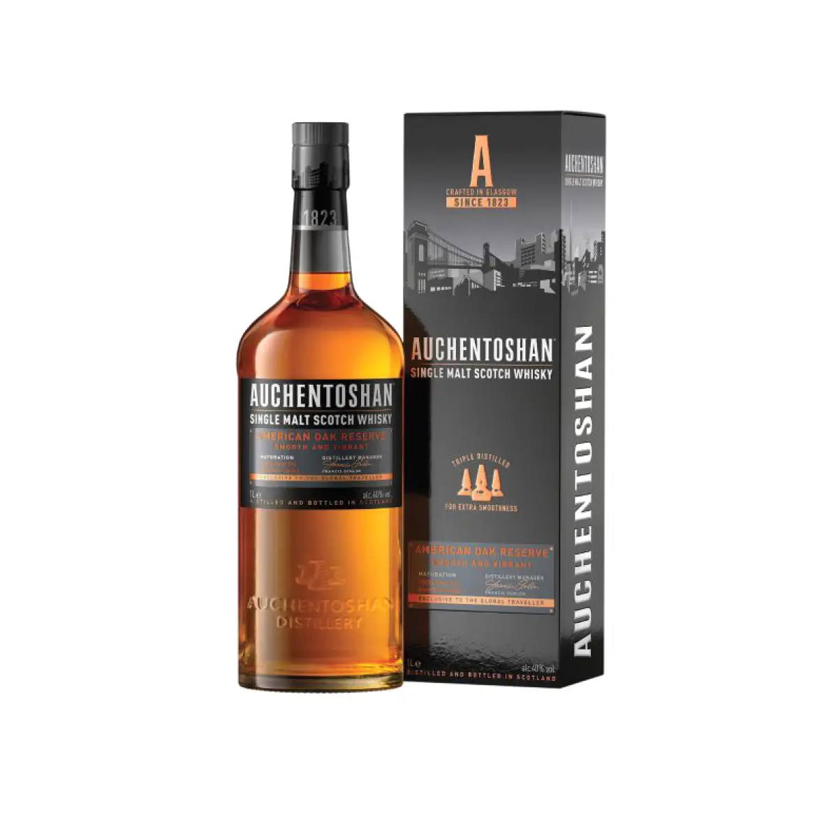 Auchentoshan American Oak 40° 70 cl + GBX (6 botellas)
