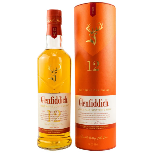 Glenfiddich 12 YO Triple Oak Whisky 40% 70cl + GBX (6 botellas)