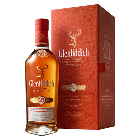 Glenfiddich 21 Years Reserva Rum Cask Finish 43.2° 70 cl + GBX (3 bottles)